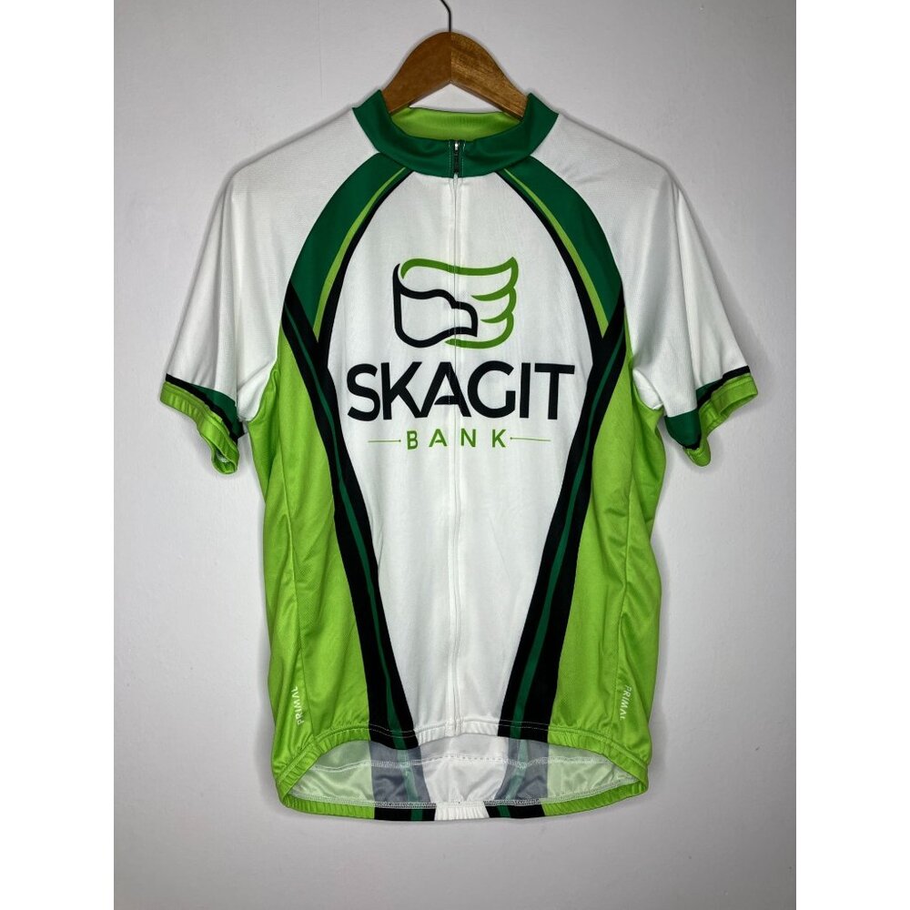 Primal Men's XL Skagit Bank Cycling Jersey Green White